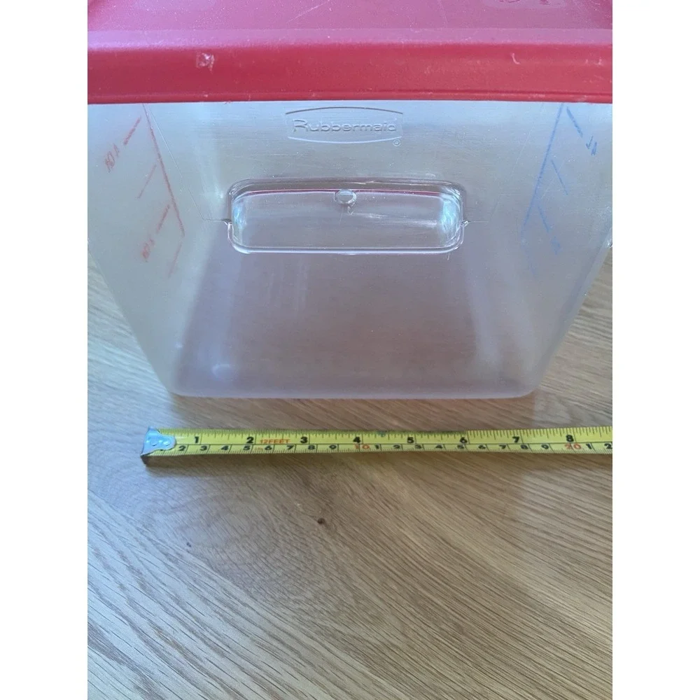 Rubbermaid Commercial Square Storage Container 6 Qt Clear Red Lid‎ Handles 6306